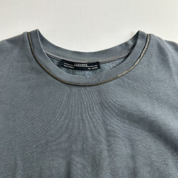AllSAINTS Cari Leather Trim Panel Pullover Sweatshirt Gray Womens Size Large - Picture 3 of 8